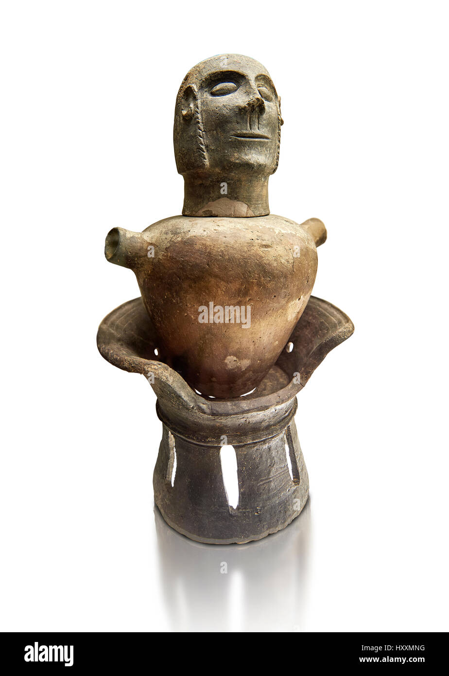 Ende des 7. bis Anfang des 6. Jahrhunderts v. Chr. etruskischen Canopo Stil Vase verwendet, um funereal Asche aus Chiusi, Inv 94610, nationale archäologische Museum F halten Stockfoto