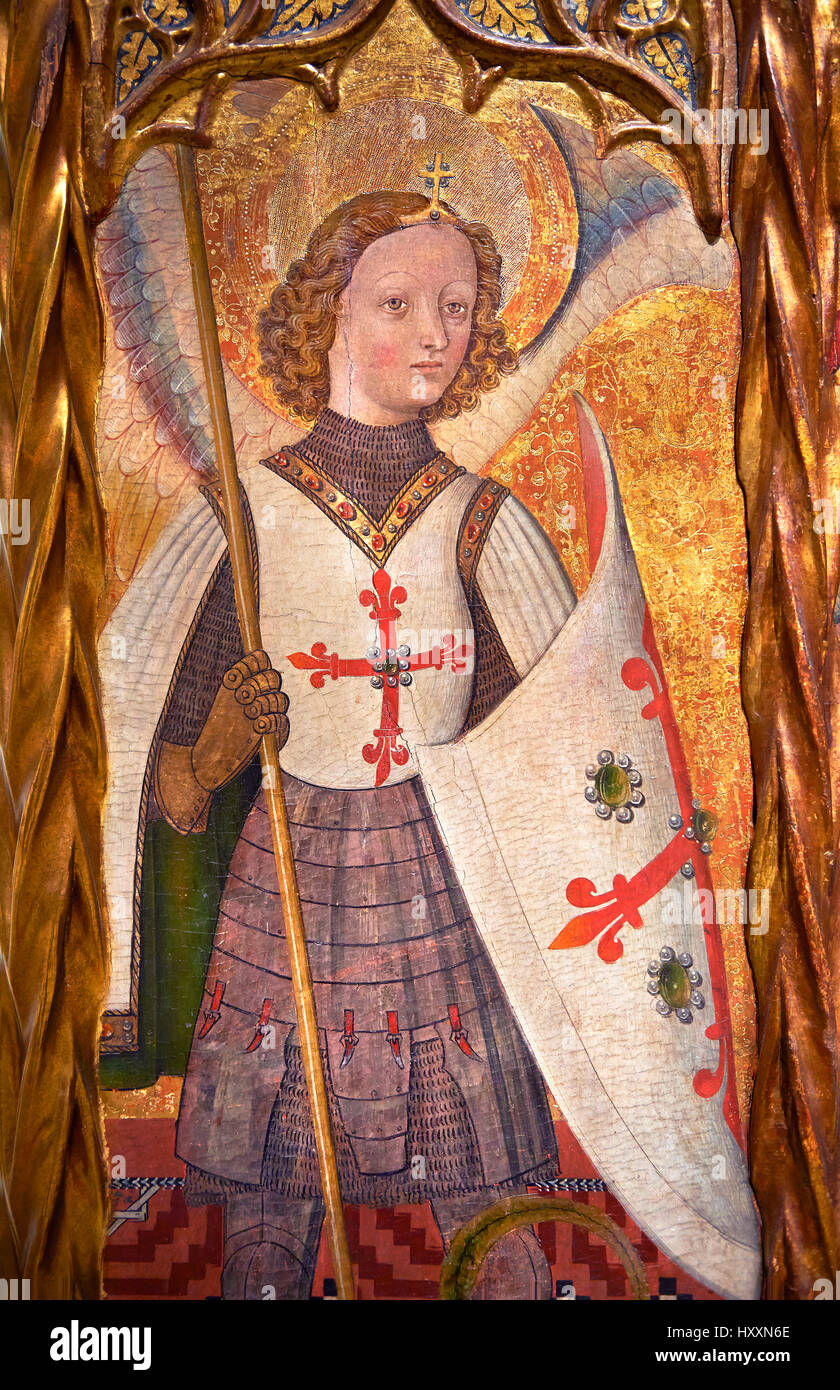 Gotische Katalanisch Altarbild des Erzengels Gabriel, Bernat Martorell, c.1442, Tempera und Blattgold auf Holz. Inv keine: MNAC 1442. Stockfoto