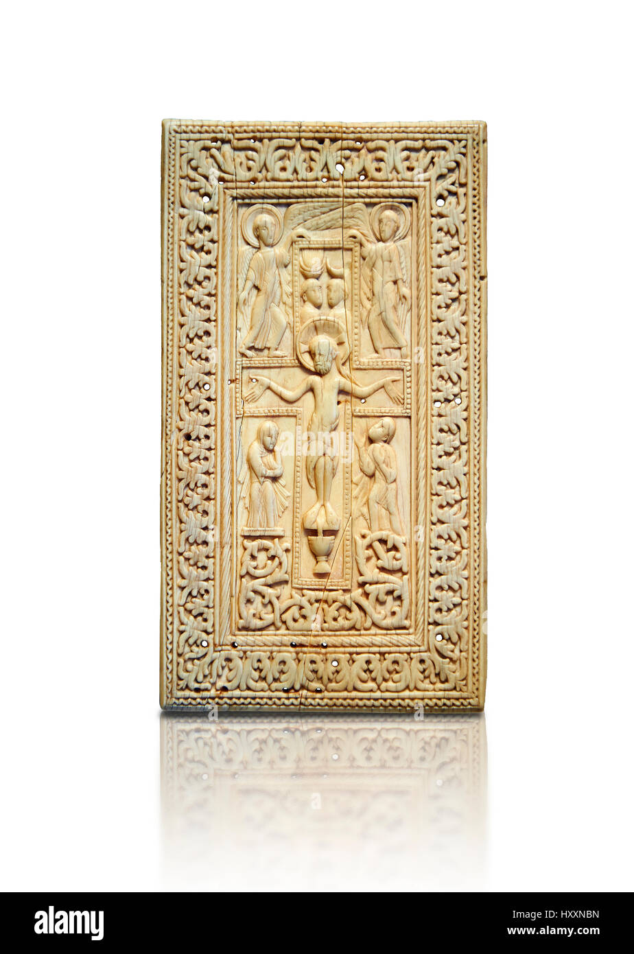 Mittelalterliche Elefant Elfenbein Relief Panel Darstellung der Kreuzigung. Aus Süddeutschland und Norditalien, Ende des 10. oder 11. Cent. AD. Inv. OA 12231, Stockfoto
