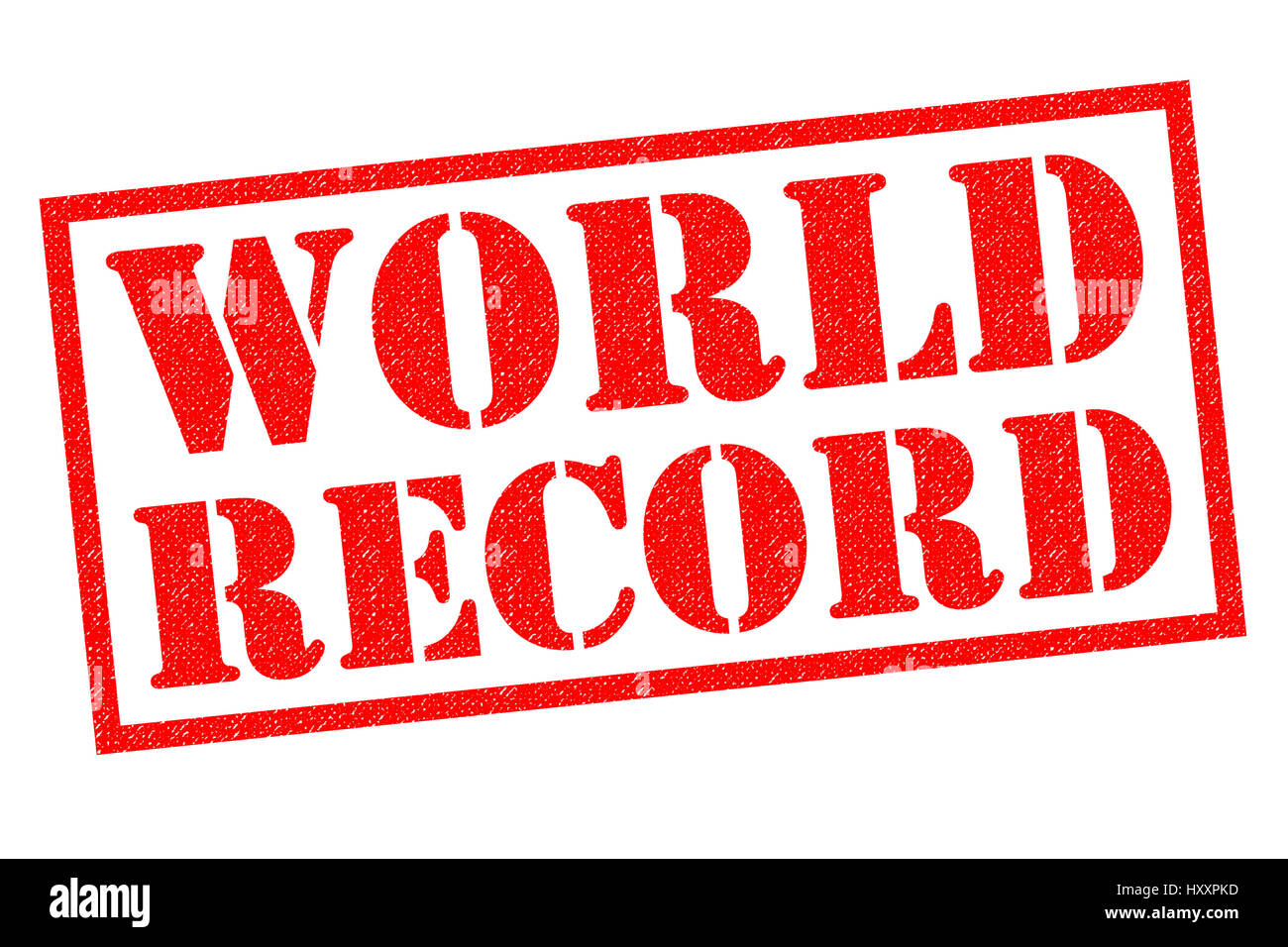 WORLD RECORD roten Stempel auf einem weißen Hintergrund. Stockfoto