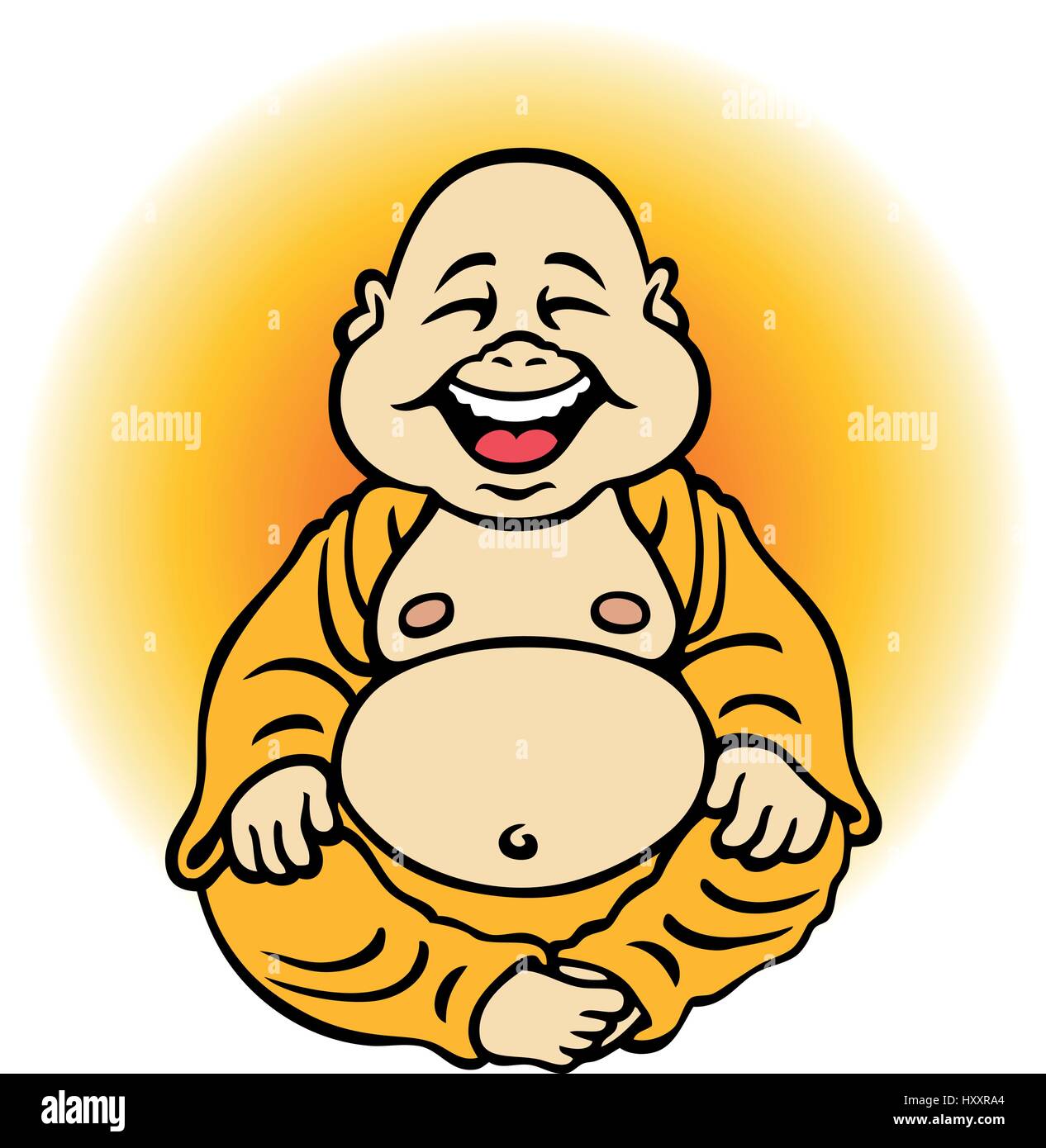 Happy Buddha Sitzt. Vektorgrafik. Stock Vektor