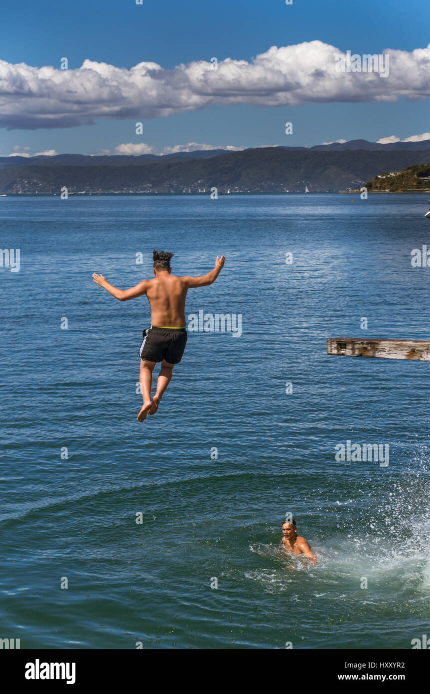 Jump off diving board Fotos und Bildmaterial in hoher Auflösung Alamy