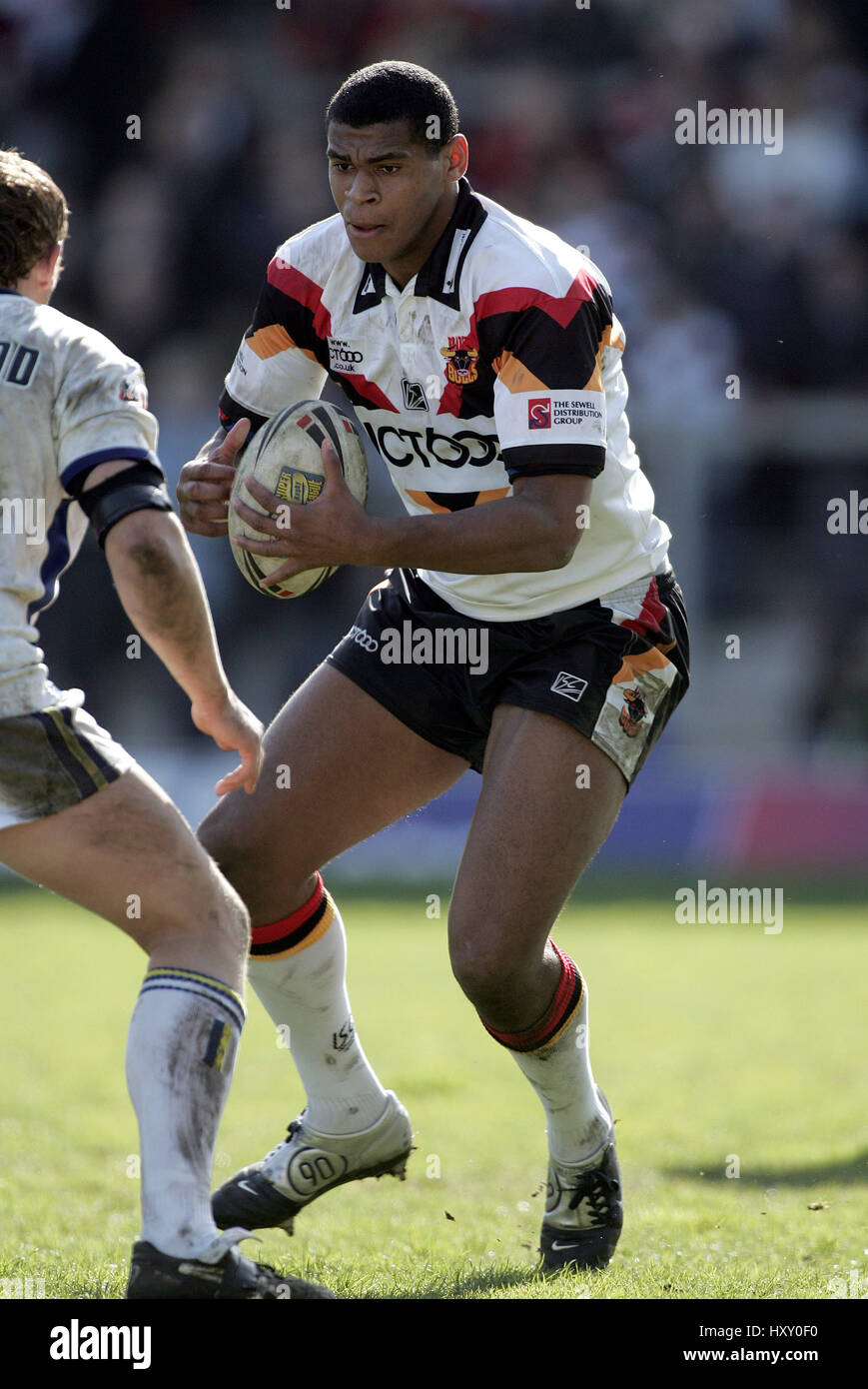 KARL PRYCE BRADFORD Stiere RLFC HALLIWELL JONES STADIUM WARRINGTON 10. April 2005 Stockfoto