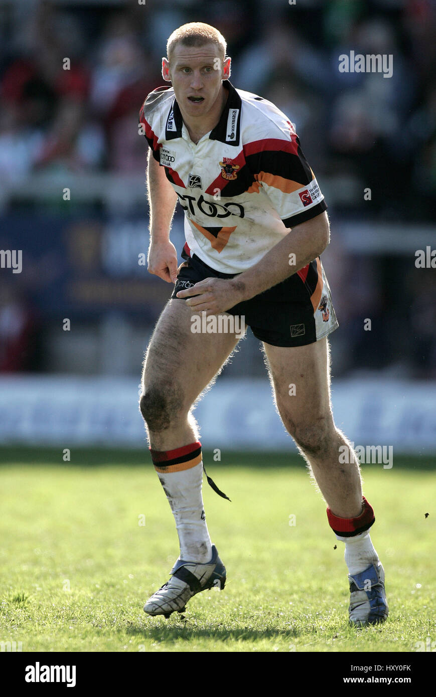 BRADLEY MEYERS BRADFORD Stiere RLFC HALLIWELL JONES STADIUM WARRINGTON 10. April 2005 Stockfoto