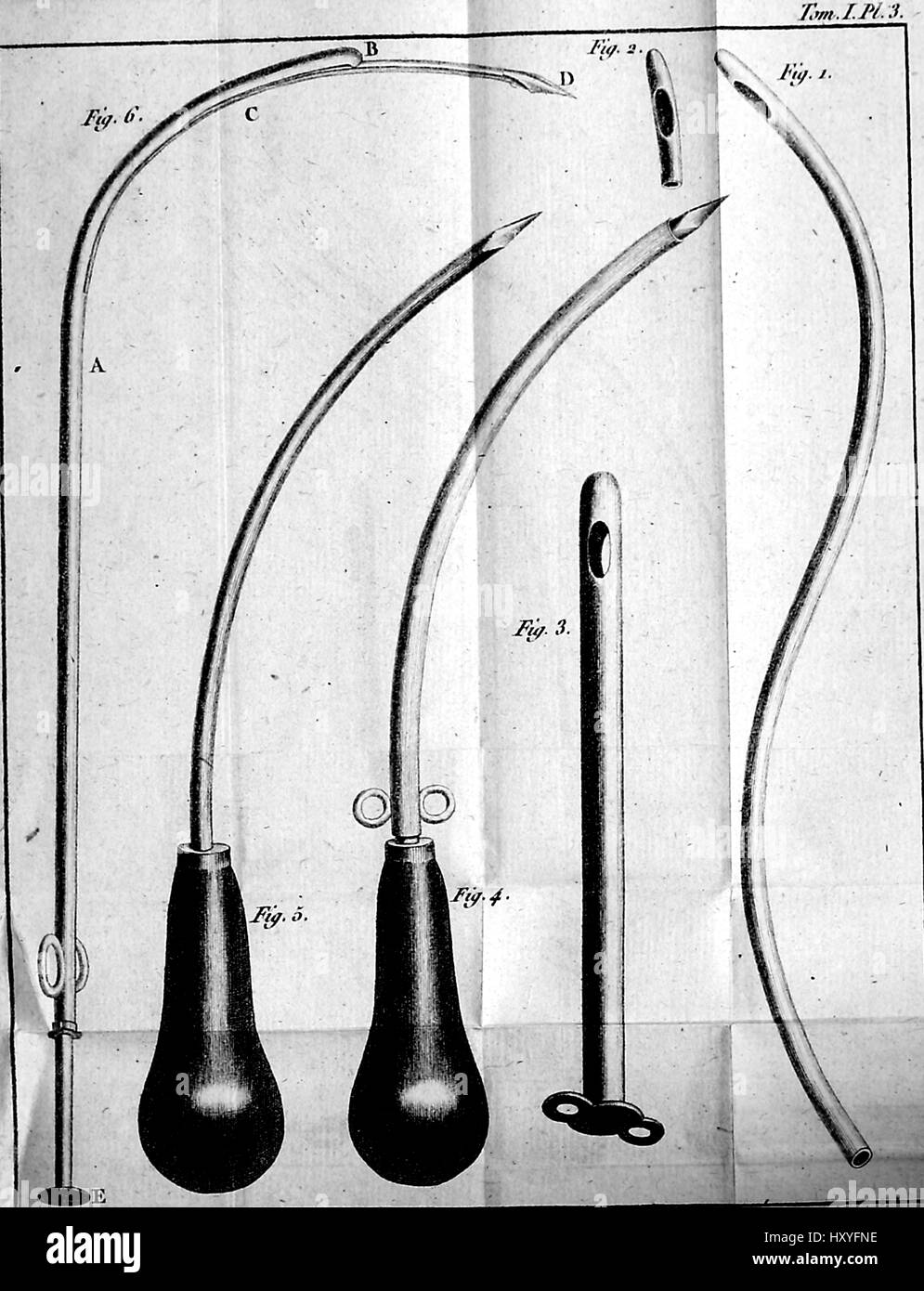 Medizinische Illustration zeigt eine Vielzahl von medizinischen Instrumente in verschiedenen OP-Techniken, 1794 Stockfoto