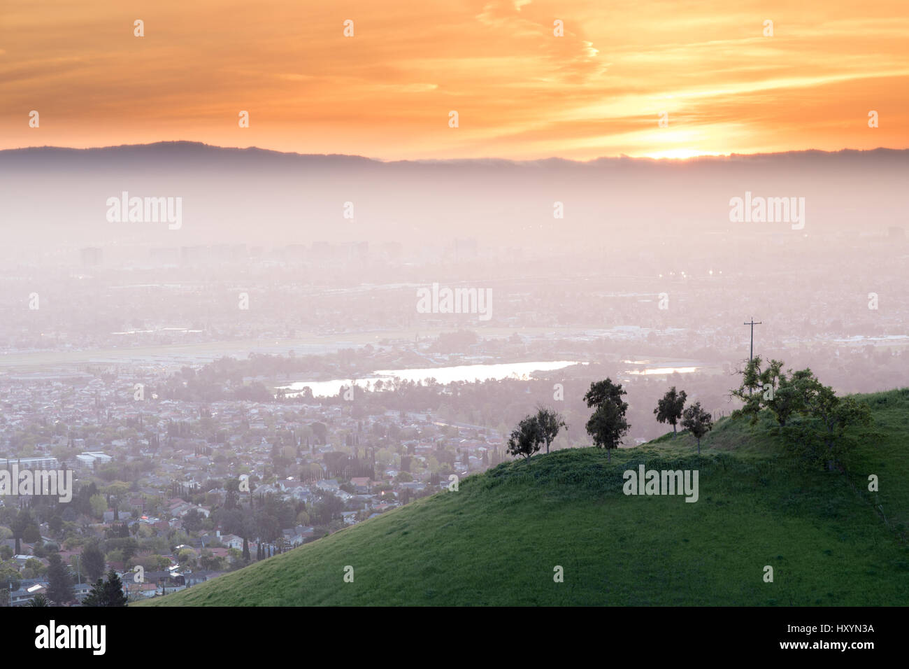 Atemberaubende Silicon Valley Sonnenuntergang Stockfoto