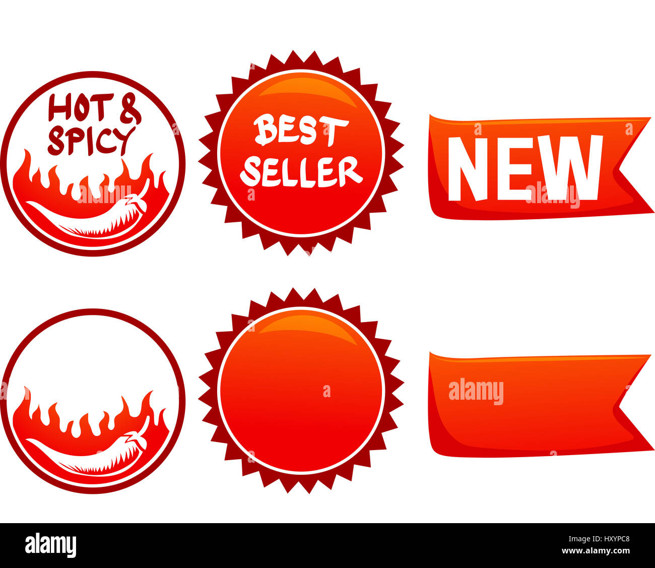 Abbildung von Fast-Food-Menü-Etiketten drucken Stockfoto