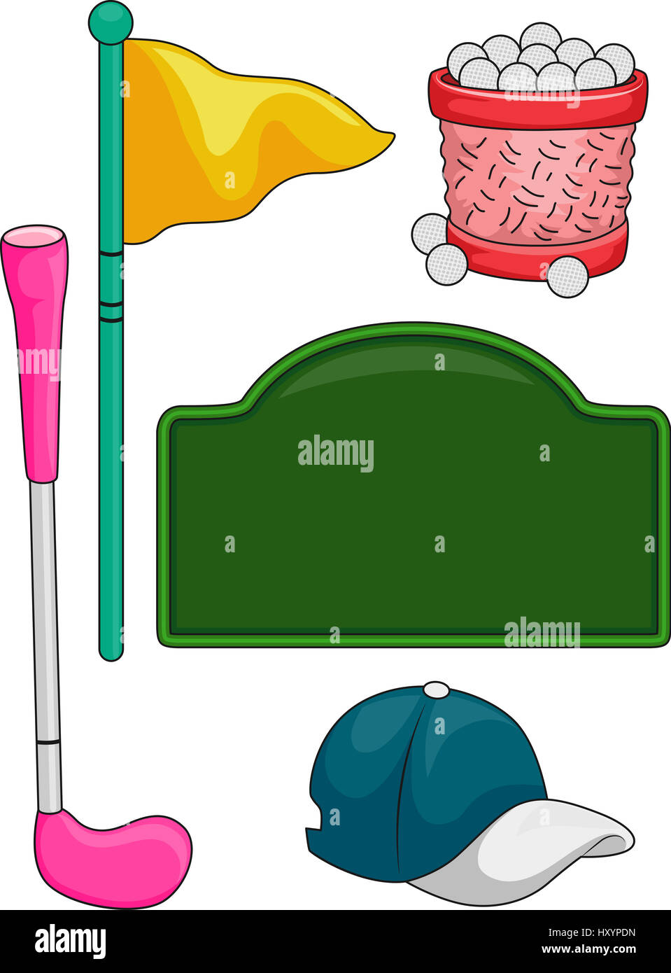 Darstellung der Elemente in der Regel im Zusammenhang mit Golf für Kinder Stockfoto