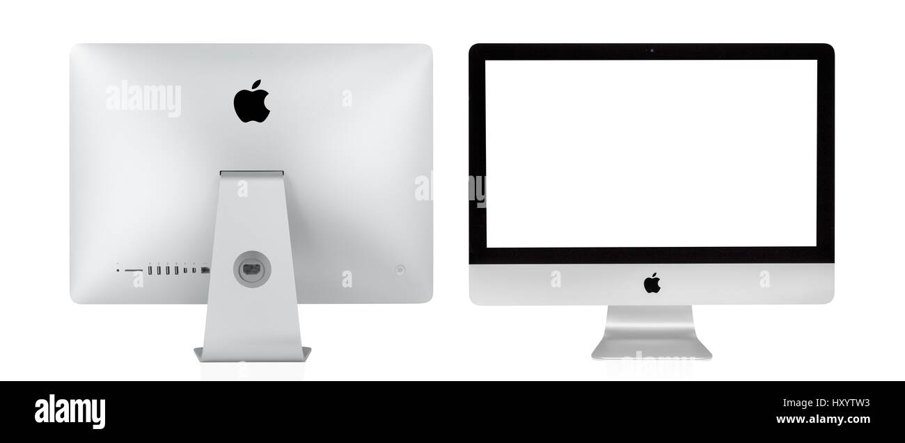 BANGKOK, THAILAND - 22. November 2015: Rear-View-Bild des neuen iMac 21.5 mit OS X El Capitan. iMac - Monoblock Serie von Personal Computern erstellt b Stockfoto