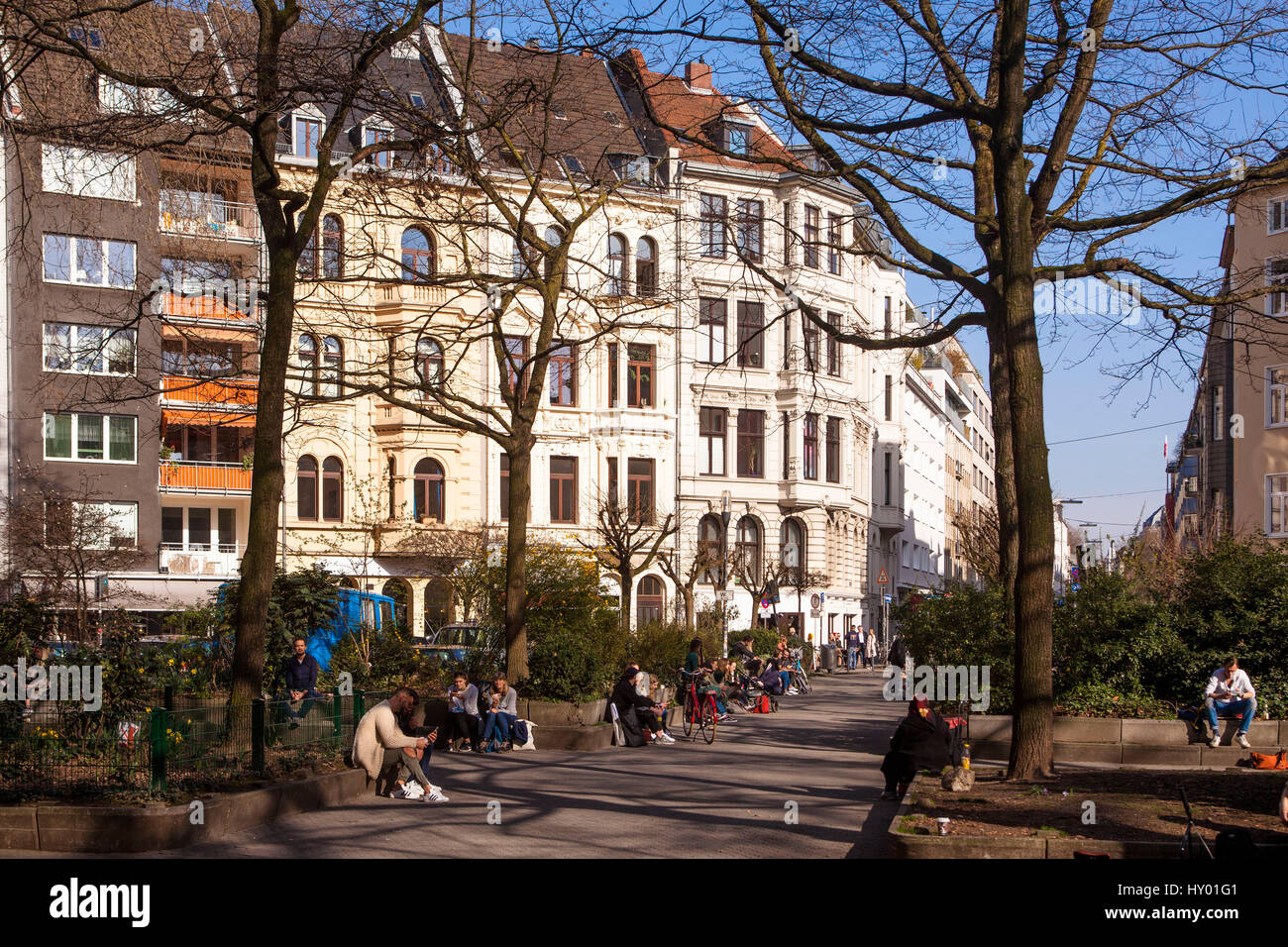 Europa, Deutschland, Köln, Häuser am Platz Bruesseler Platz im belgischen Viertel. Stockfoto