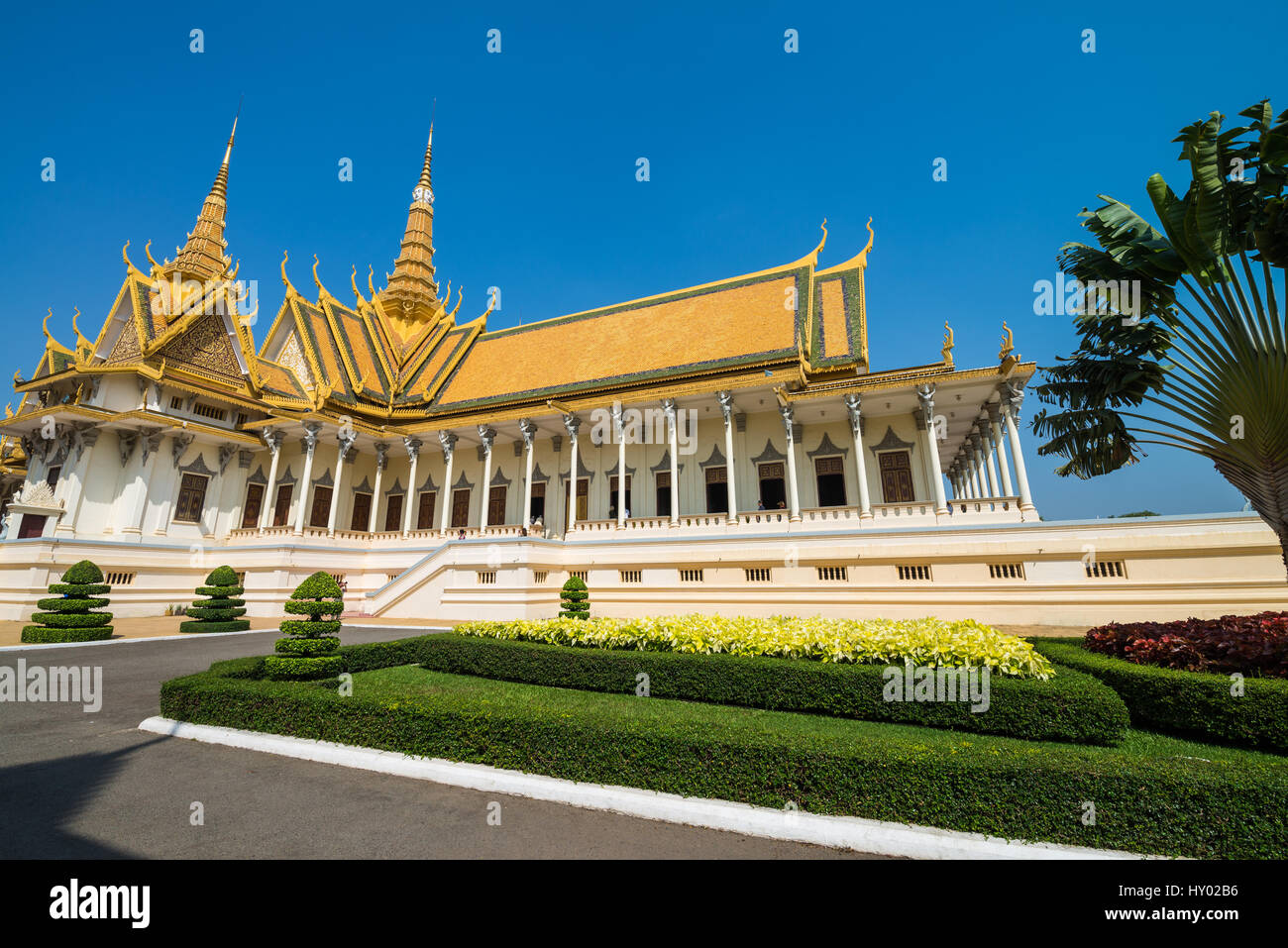 Fassade des königlichen Palastes in Phnom Penh, Kambodscha, Asien Stockfoto