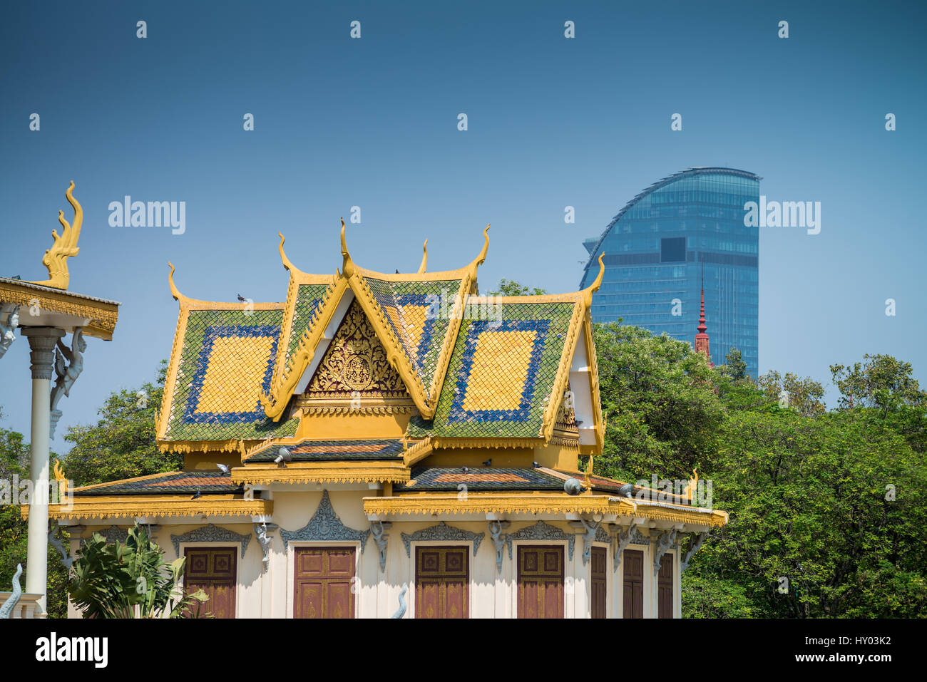 Fassade des königlichen Palastes in Phnom Penh, Kambodscha, Asien Stockfoto