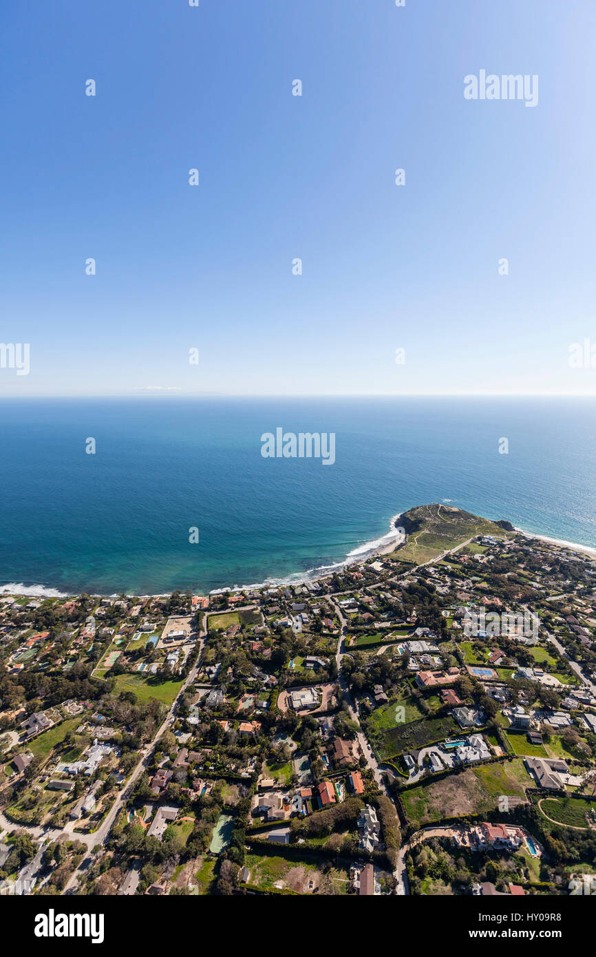 Luftaufnahme der Küste Ansicht Besitzungen in Malibu, Kalifornien. Stockfoto