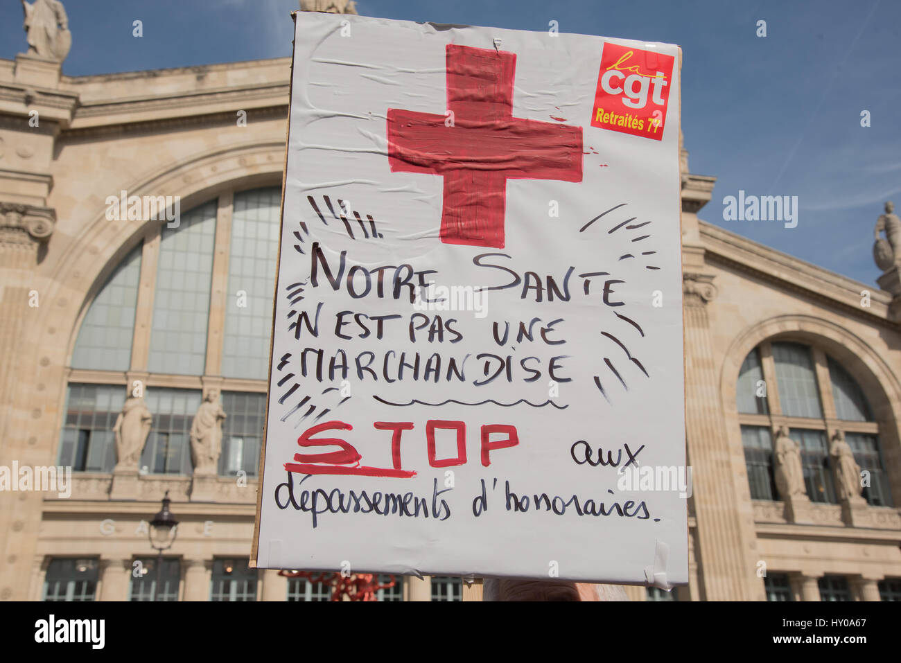 Paris: Demonstration für Renten Stockfoto