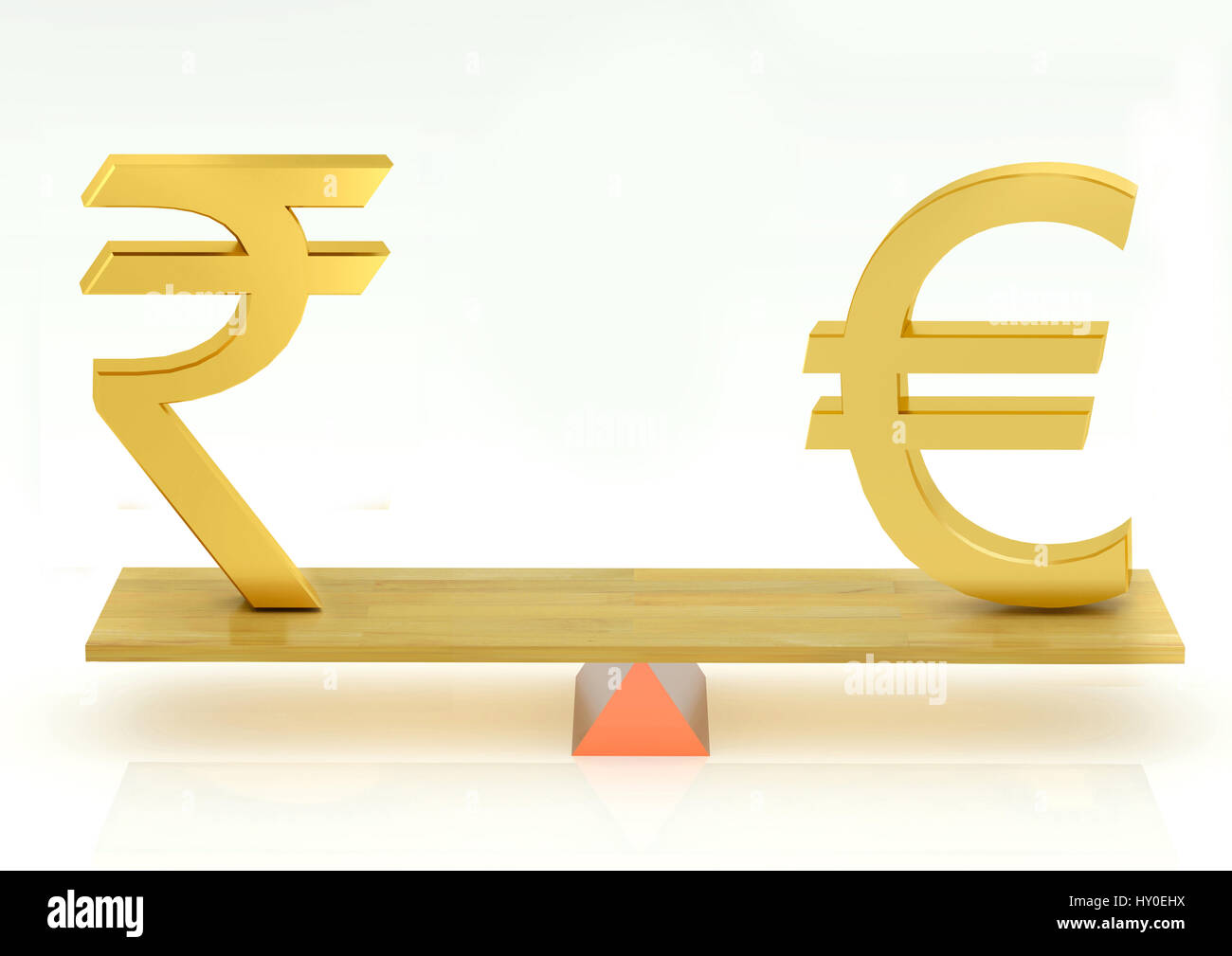 Lastausgleich, die Währung Euro und Indische Rupie Stockfoto