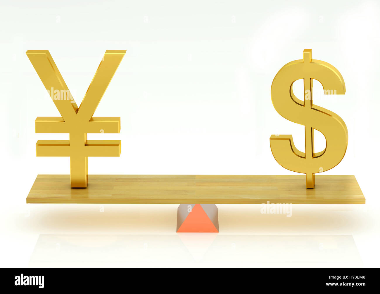 Lastausgleich, Chinese Yuan und Dollar der Vereinigten Staaten Stockfoto