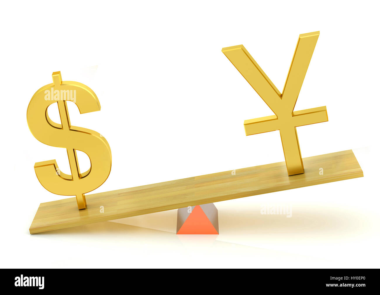 Lastausgleich, United States Dollar und Yuan Stockfoto