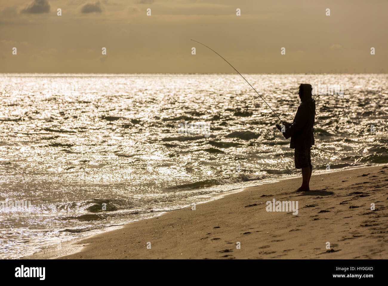 Angler am Strand, Sylt, Deutschland Stockfoto