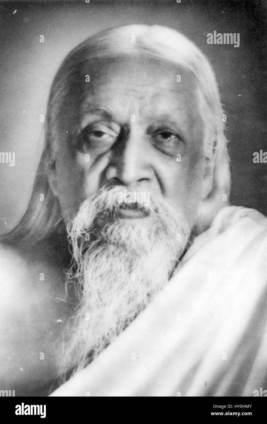 Sri Aurobindo, indischer Philosoph, Yogi, Guru, Dichter, Nationalist, indischer Freiheitskämpfer, Sri Aurobindo Ghosh, Indien, alter alter 1900er-Film Stockfoto