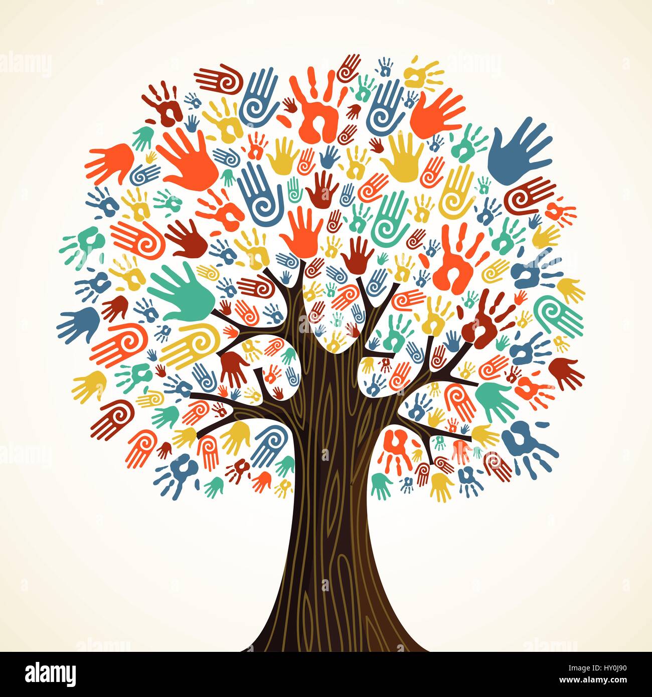 Isolierte Vielfalt Baum Hände Abbildung. Vektor-Datei geschichtet für einfache Handhabung und individuelle Farbgebung. Stock Vektor