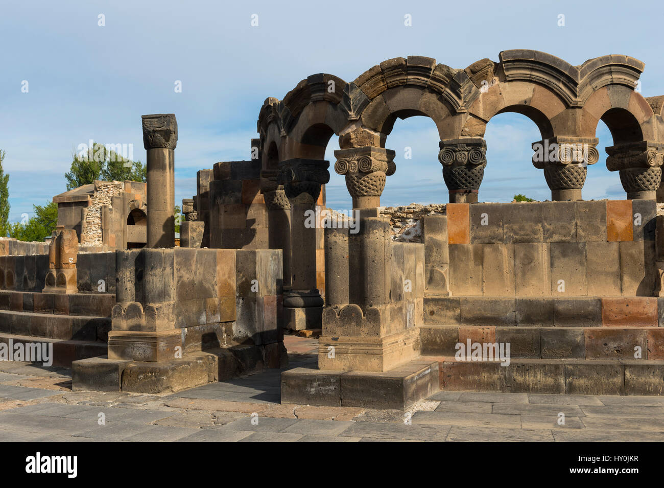 7. Jahrhundert Zvarnots Ruinen, Zwartnots Tempel oder St Gregory Cathedral, Yerevan, Provinz Armawir, Armenien Stockfoto