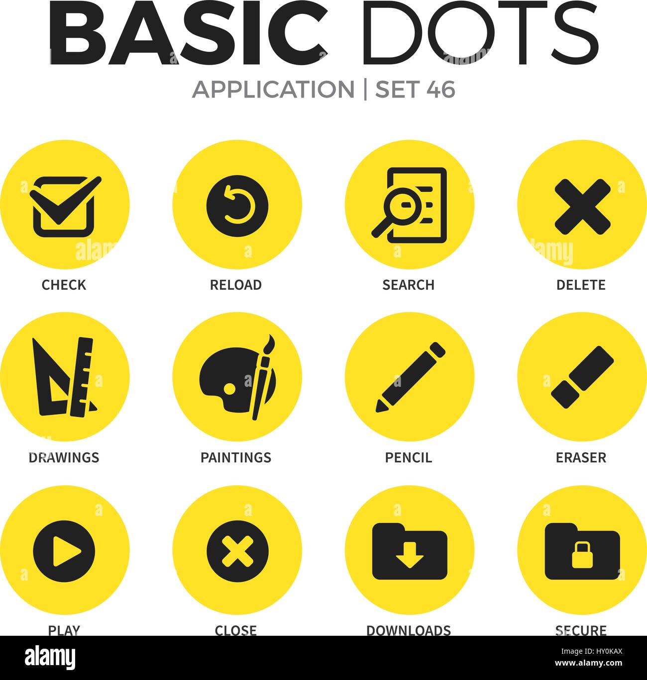 Flache Anwendungssymbole Vektor-Satz Stock Vektor