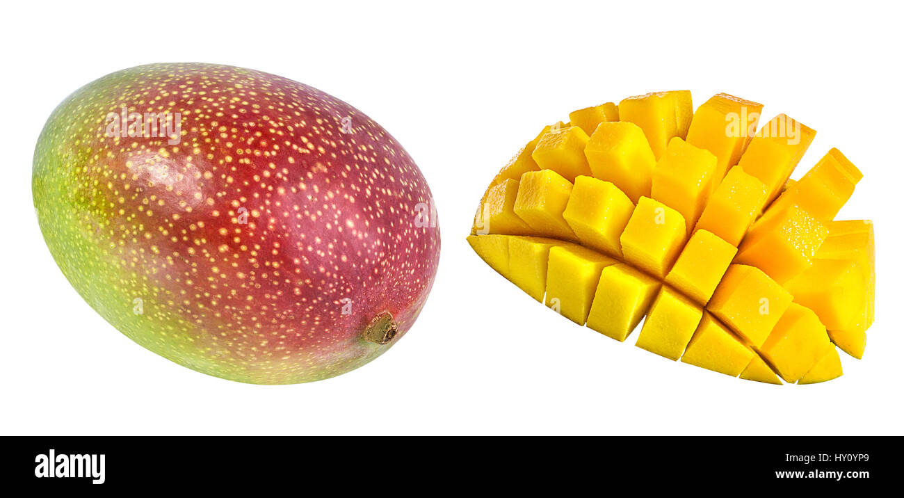Mango-Frucht isoliert auf weißem Hintergrund Stockfoto