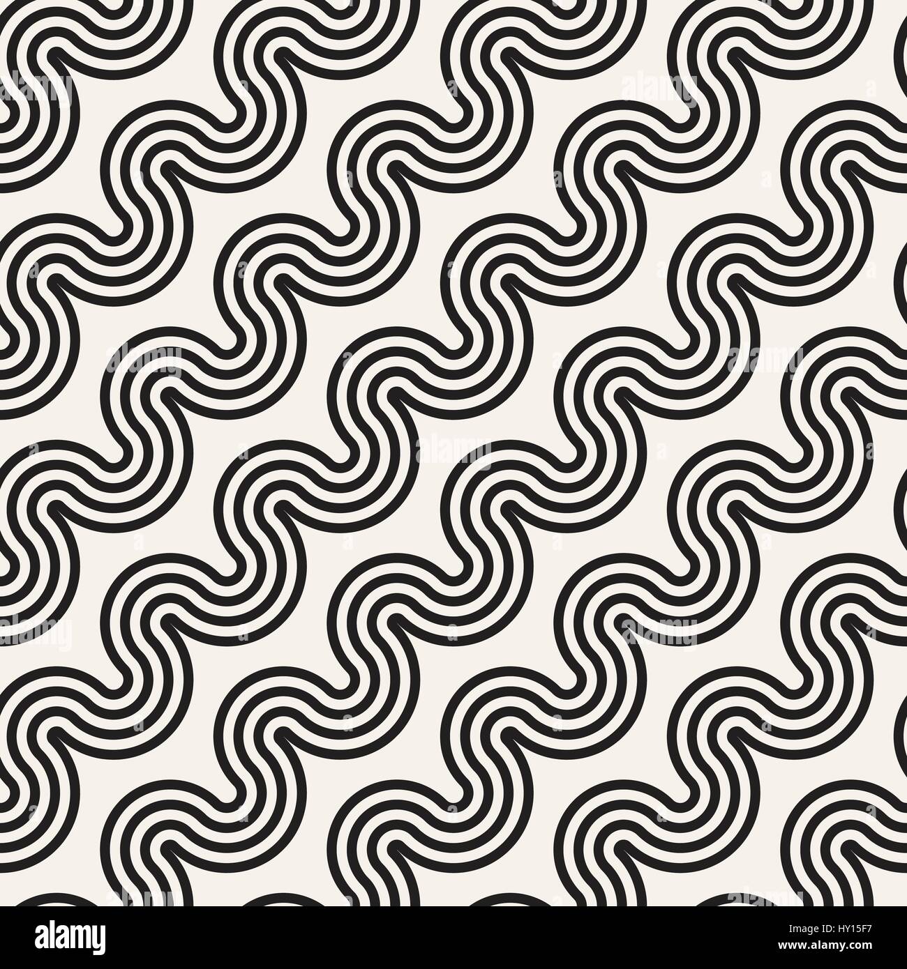 Nahtlose Wellenlinien Muster. Wiederholende Vektor Textur. Stilvolle Streifen abstrakten Hintergrund. Zeitgenössische Grafik mit parallelen Wellen. Stock Vektor