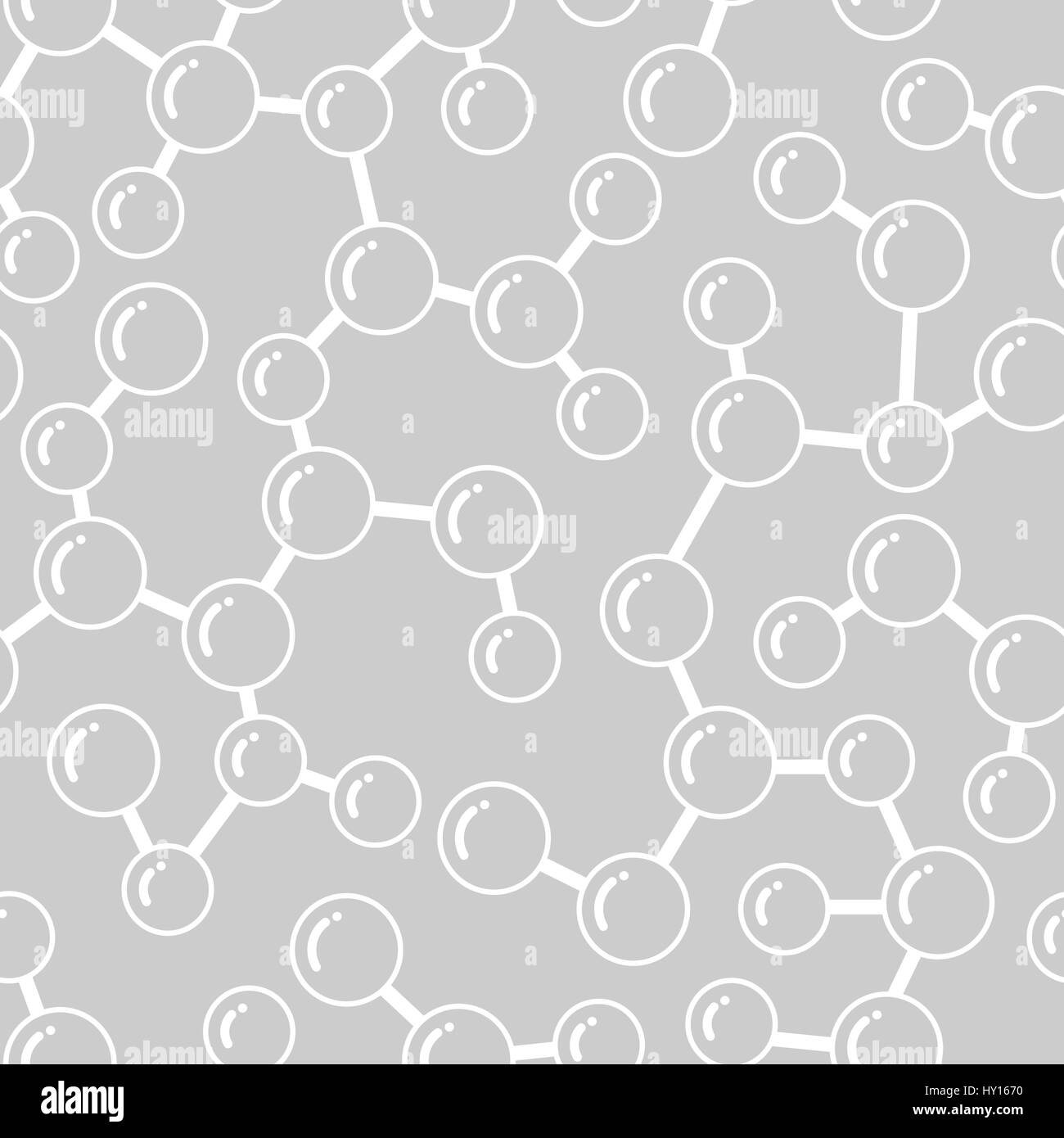 Nahtlose Muster mit molekularen Struktur. Abstrakte Moleküle im flachen Stil Stock Vektor