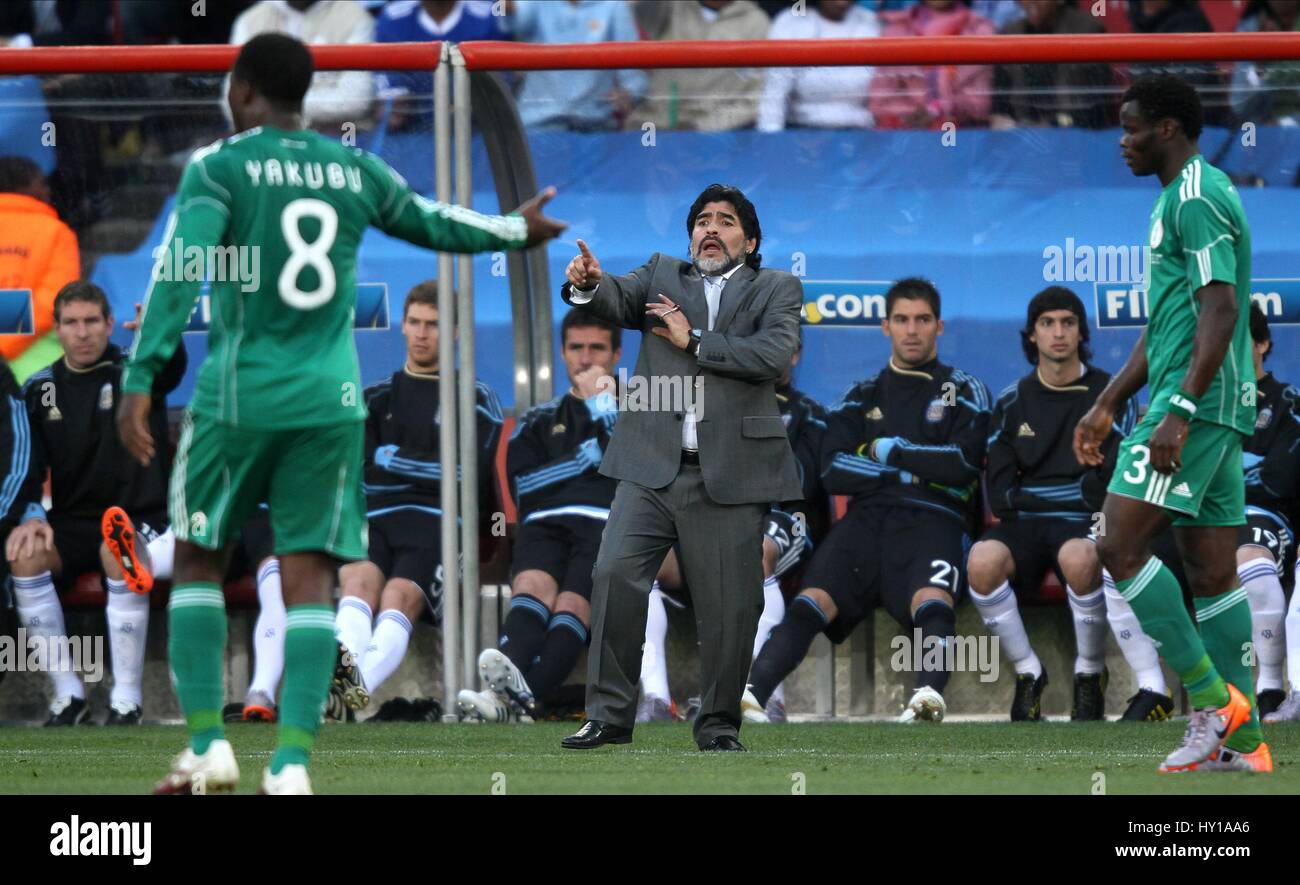 DIEGO MARADONA Argentinien Trainer Argentinien Trainer ELLIS PARK JOHANNESBURG Südafrika 12. Juni 2010 Stockfoto