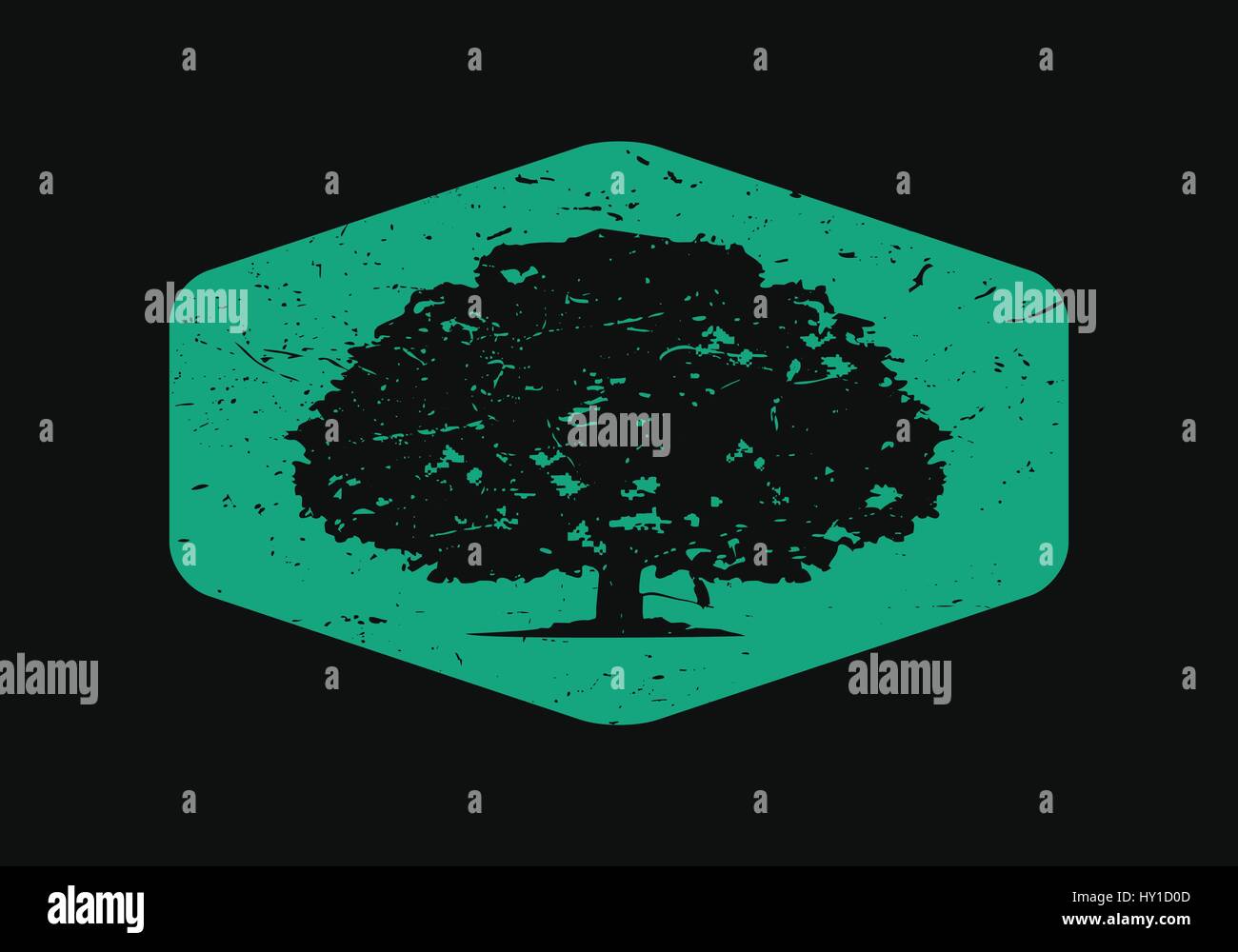 Eiche Baum-Symbol, Grunge Stil Design-Darstellung Stock Vektor Eiche Baum-Symbol, Grunge Stil Design-Darstellung Stock Vektor