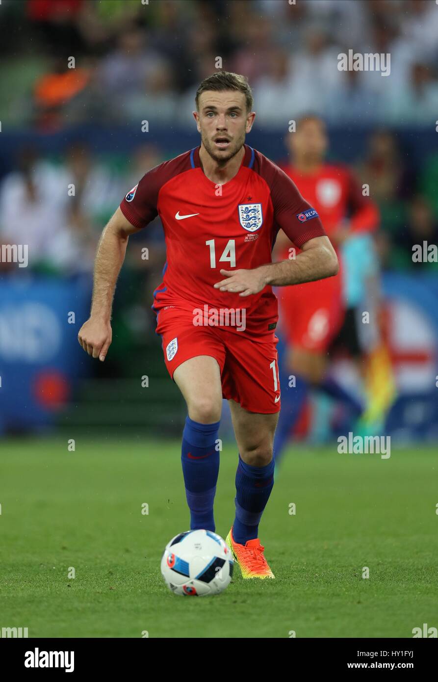 JORDAN HENDERSON Slowakei ENGLAND EURO 2016 GR STADE GEOFFROY GUICHARD Saint-Etienne Frankreich 20 Juni 2016 Stockfoto