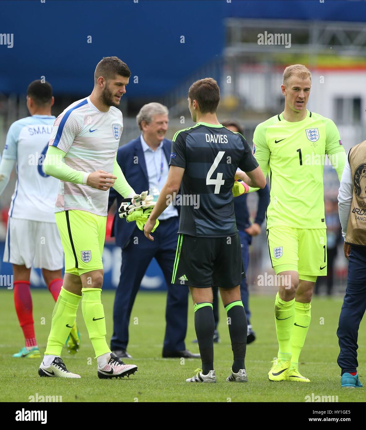 FRASER FORSTE BEN DAVIES & J ENGLAND V WALES EURO 2016 GRO STADE FELIX BOLLAERT-DELELIS Objektiv Frankreich 16. Juni 2016 Stockfoto