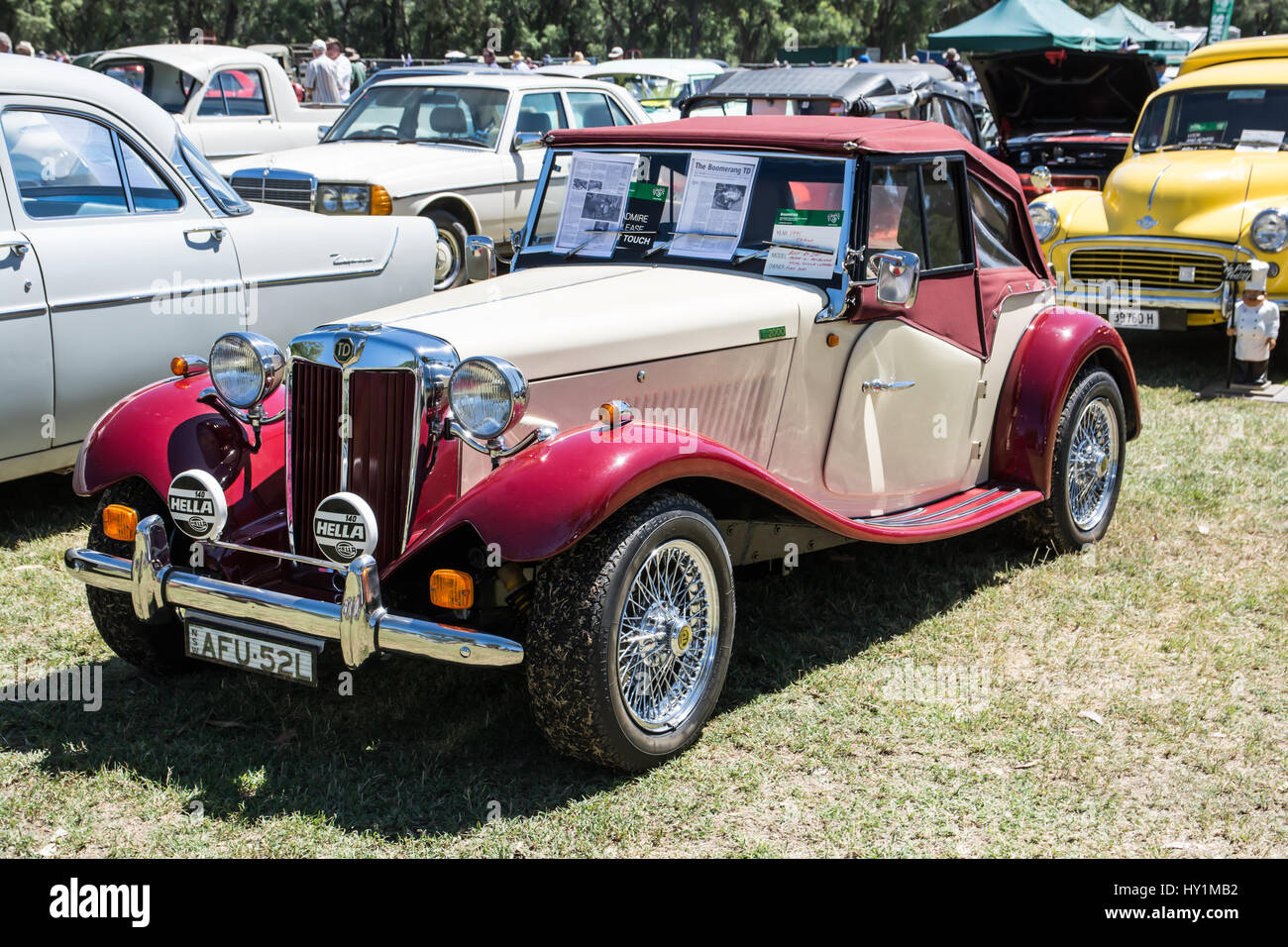 Ein 1995 TD 2000 Roadster, ein MG-Replikat ursprünglich in Australien gebaut wurde; Hotels in Malaysia. Stockfoto