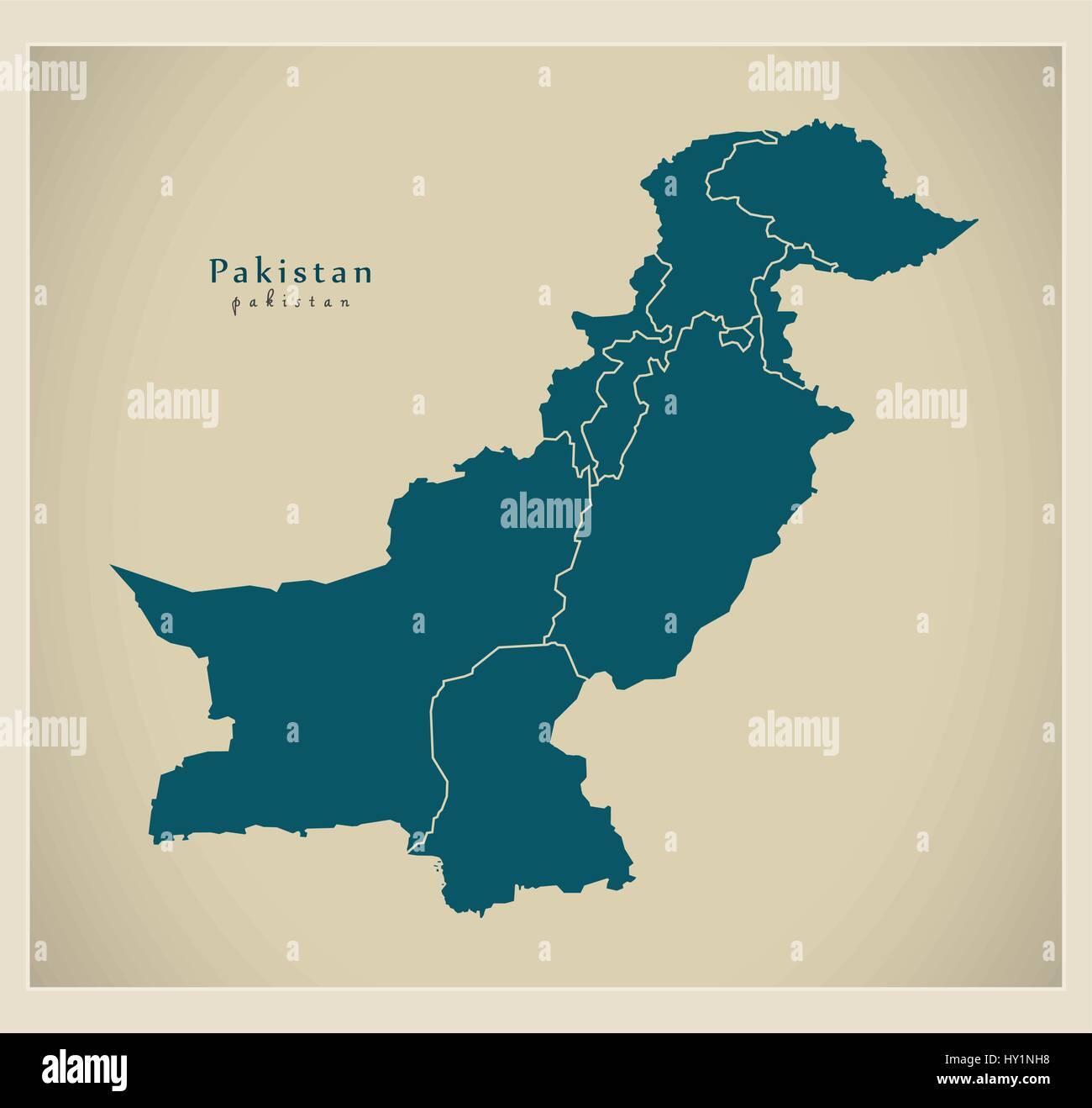 Moderne Karte - Pakistan mit Provinzen und autonomen Gebiete PK Stock Vektor