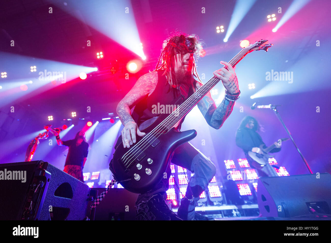 Korn, Jonathan Davis, Reginald "Fieldy" Arvizu, James "Munky" Shaffer Stockfoto