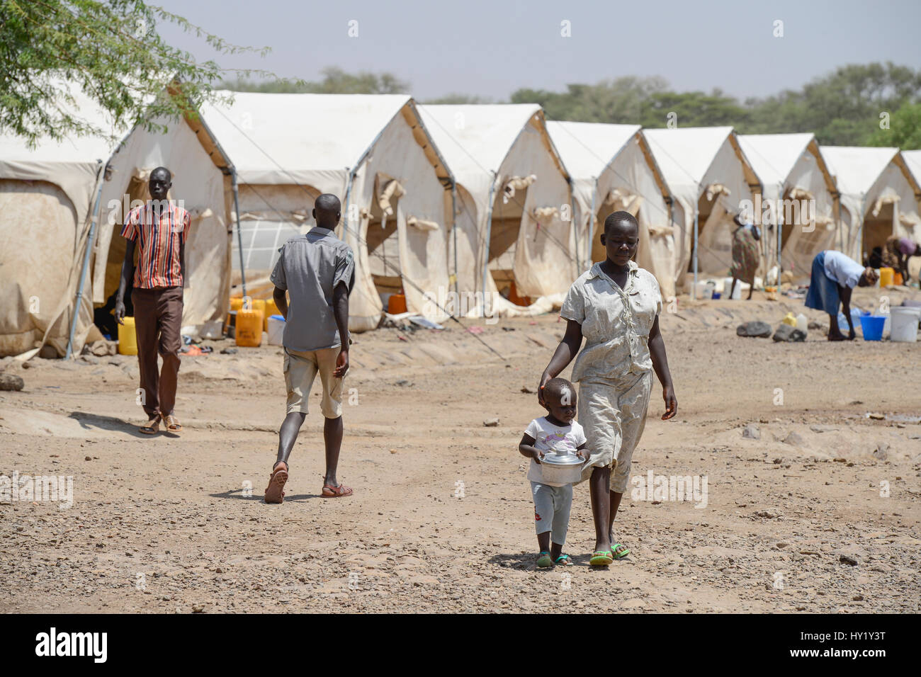 Kenia, Turkana, Flüchtling Lager Kakuma für 160,000 Flüchtlinge, Kakuma III Auffanglager für ankommende Süden sudanesische Flüchtlinge / KENIA Turkana, Fluechtlingslager Kakuma Fuer 160.000 Fluechtlinge, Kakuma III, Aufnahme Fuer Fluechtlinge aus Dem Süd-Sudan Stockfoto