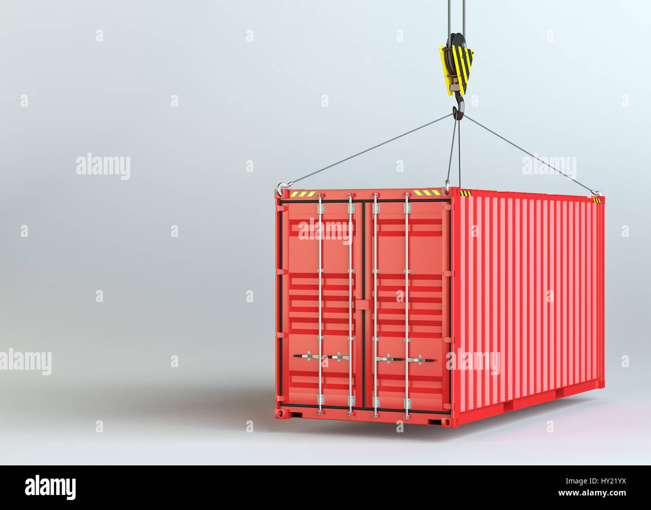 Kran Haken und rote Cargo-container Stockfoto