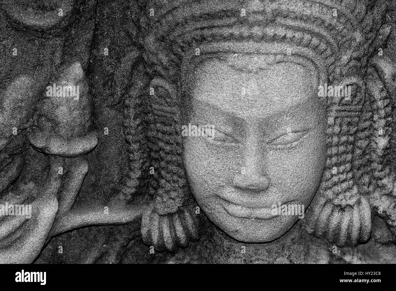 On von Bodhisattva, Steinrelief in Angkor Wat, Kambodscha, Stockfoto