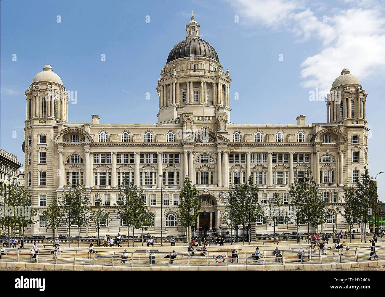 Drei Grazien, Cunard, Port of Liverpool Und königlichen Leber Gebaeude, Liverpool, England, Stockfoto