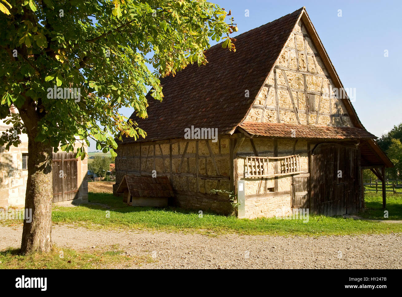 Traditionelle deutsche 1900er Jahren Haus Hohenlohe Open Air Folk Museum in der Nähe von Schwäbisch Hall in Baden-Würtemberg in Süddeutschland.  Traditionelles Ba Stockfoto