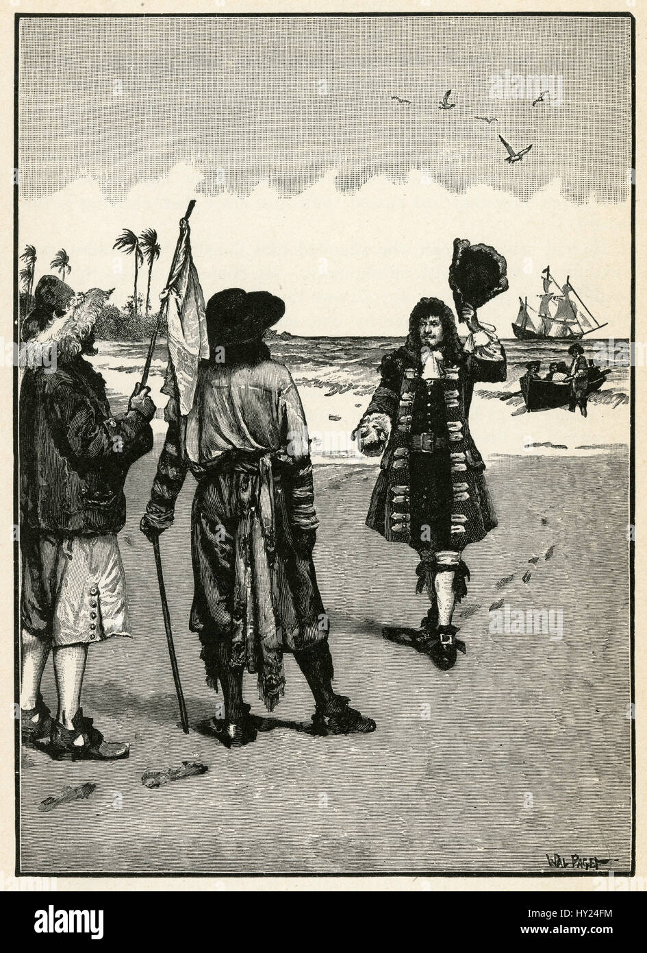 1910er Jahre Gravur von Robinson Crusoe von Daniel Defoe: "Du kennst mich nicht?" Illustriert von Walter Paget. Stockfoto