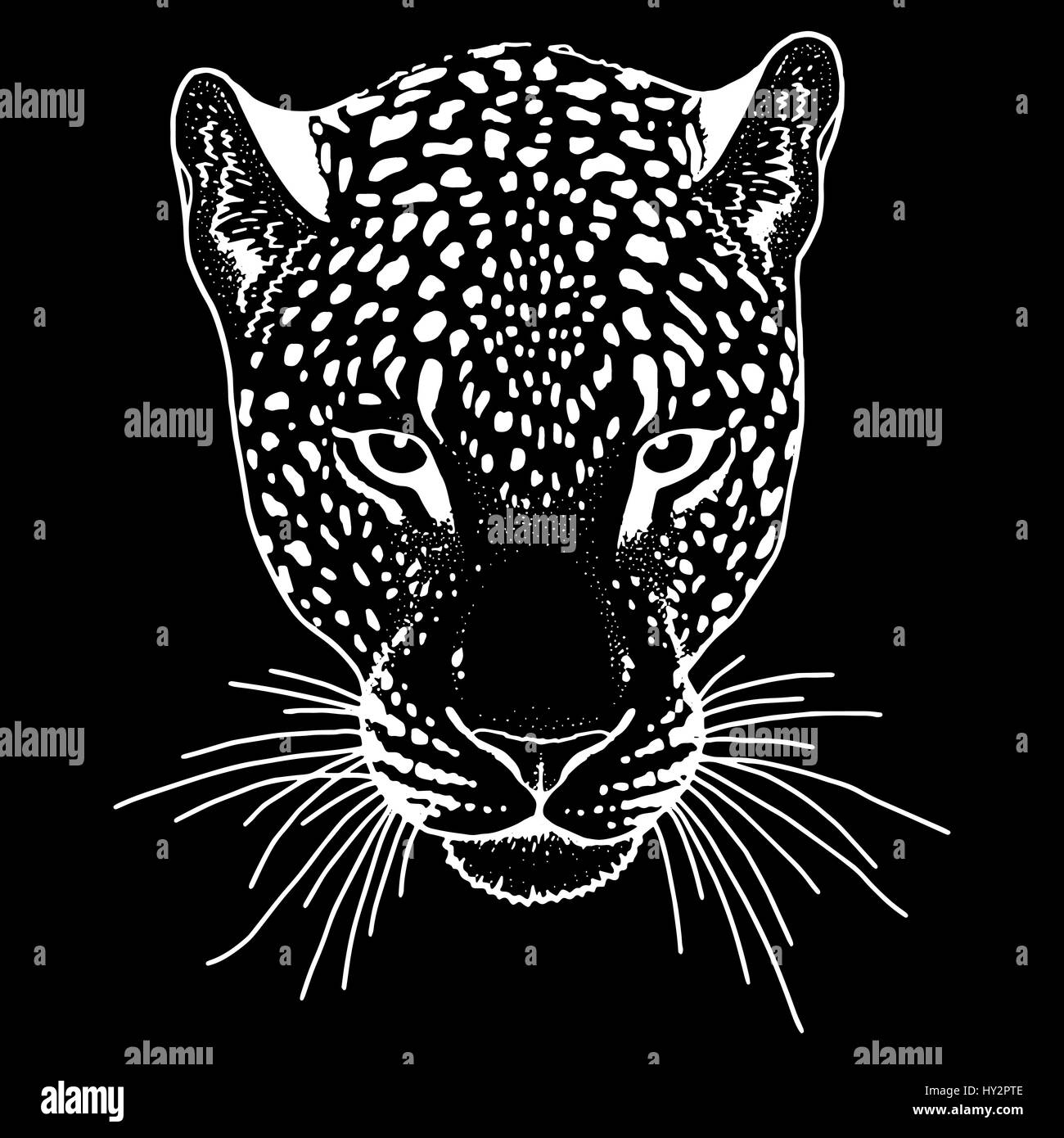 Leopard Gesicht Tattoo, Vektor-Illustration, print Stock Vektor