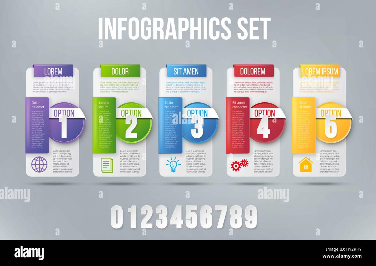 5 Schritte Prozess Infografiken Karte Vektor-design Stock Vektor