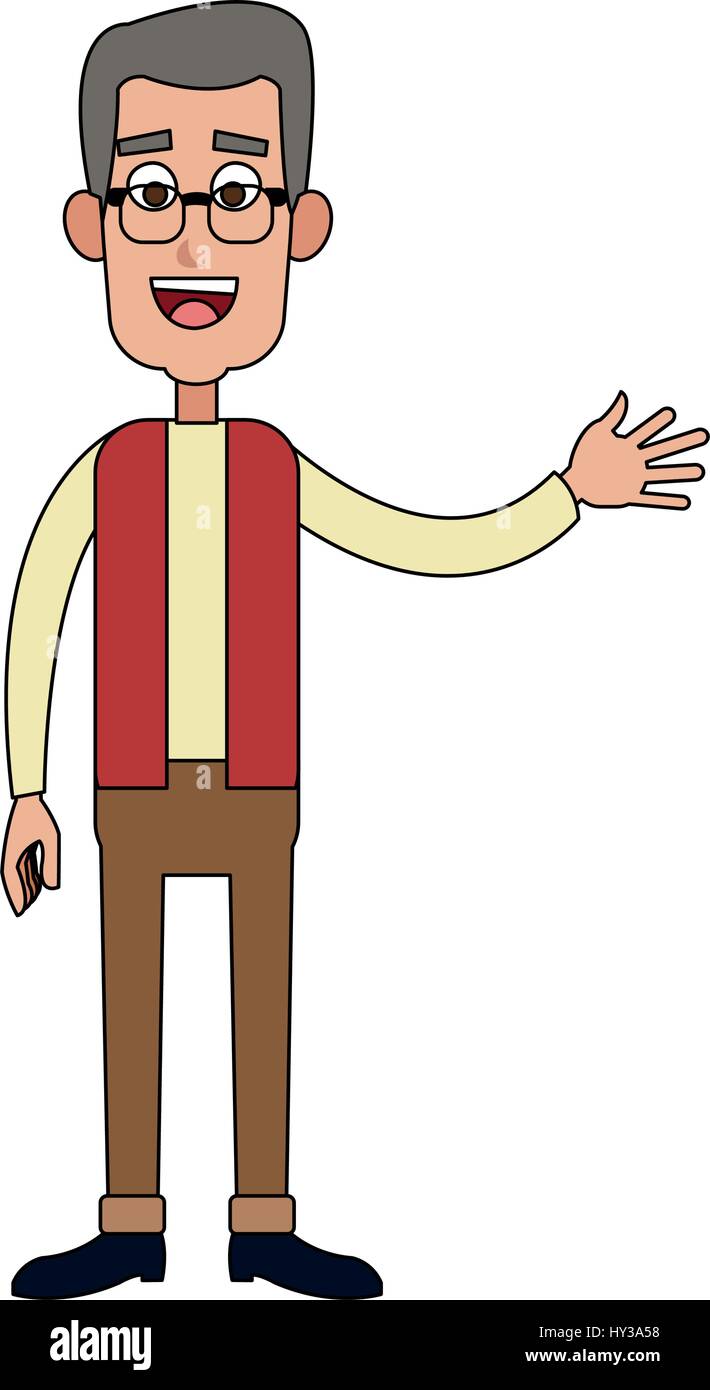 glücklicher älteren oder mittleren Alter Mann mit Brille Cartoon Ikone imag  Stock-Vektorgrafik - Alamy