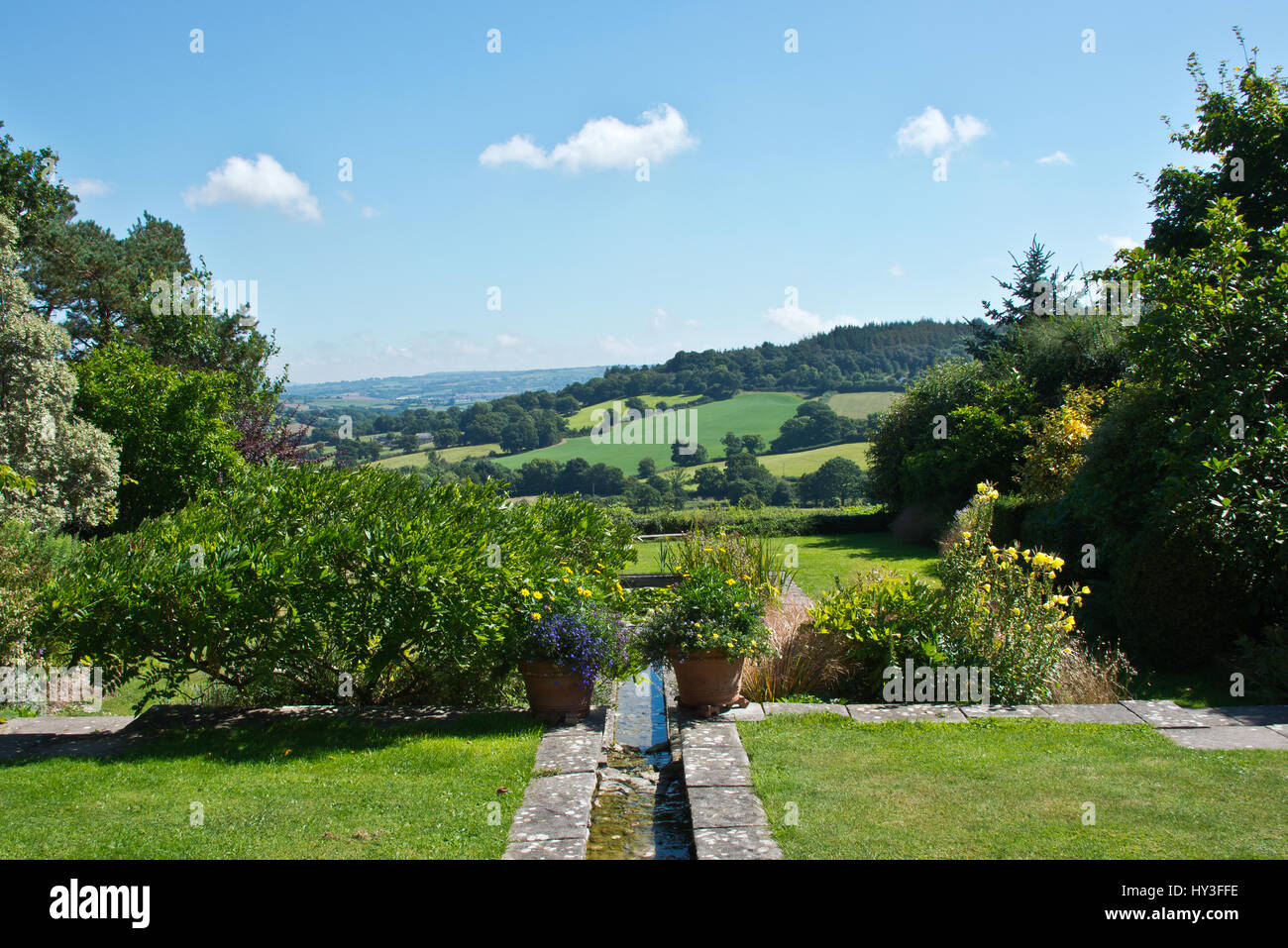 Der Blick über den Millenium-Garten Burrow Farm Gardens, auch bekannt als Osten Devons Secret Garden, in der Nähe von Axminster, Devon, England, UK Stockfoto