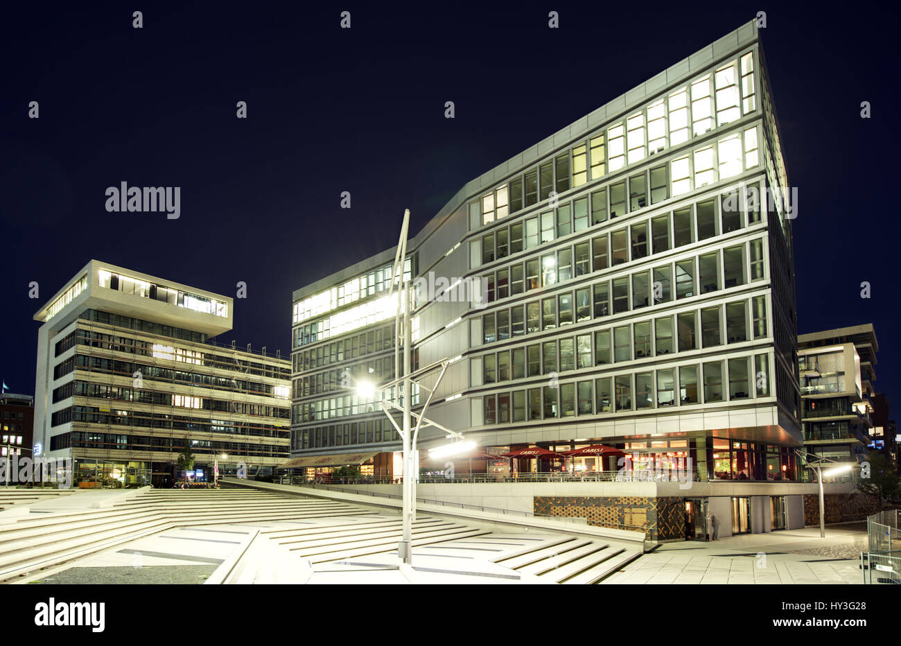 Johannes Dalmann Haus und kaiserlichen Kai in der Hafenstadt in den Abend, Hamburg, Deutschland, Europa, Johannes Dalmann Haus Und Kaiserkai in der Hafe Stockfoto