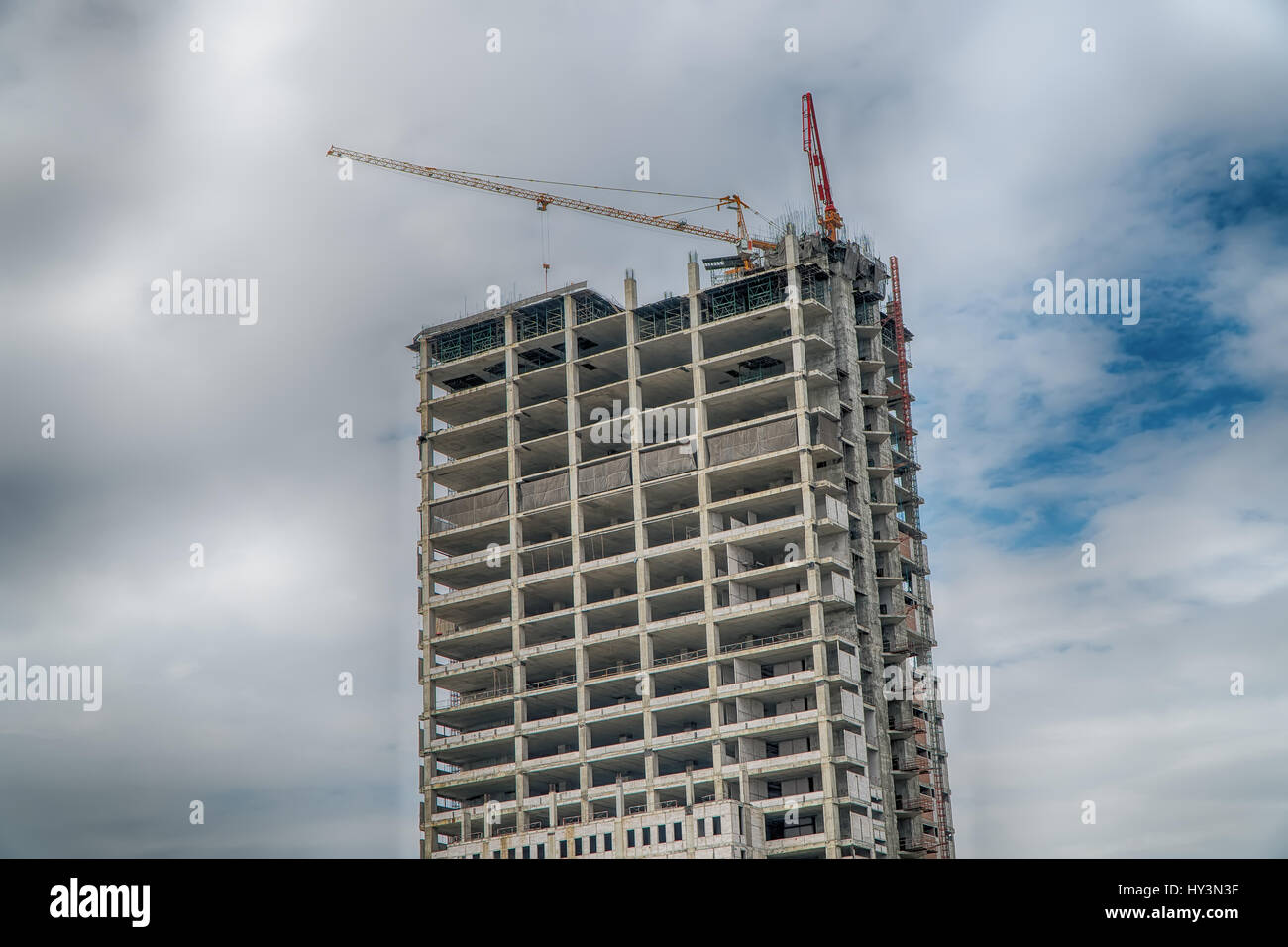 Baustelle auf dem Hochhäuser bauen Stockfoto