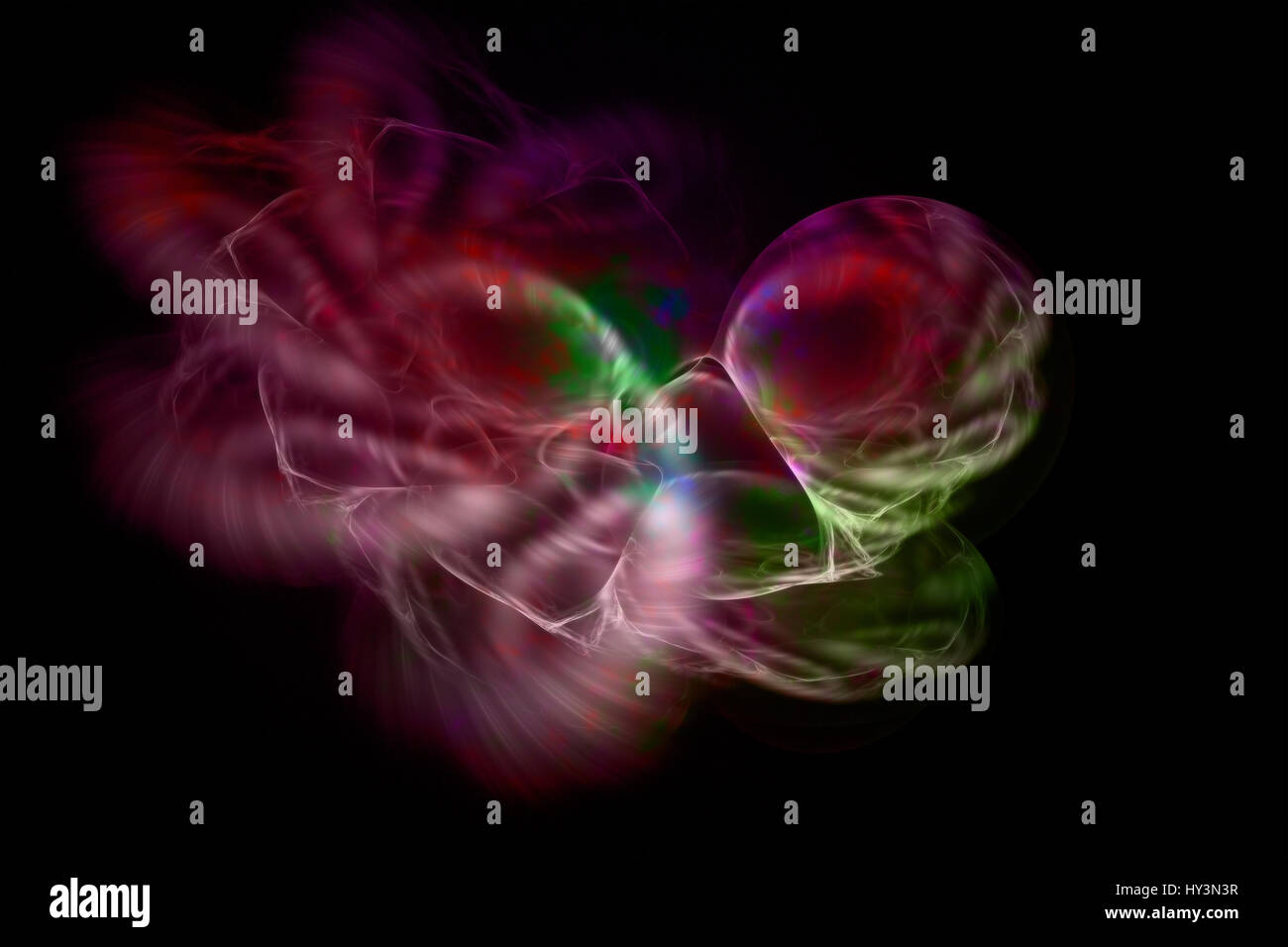 Abstrakten Raum Fraktale mit bunten Plasma auf dunklem Hintergrund Stockfoto