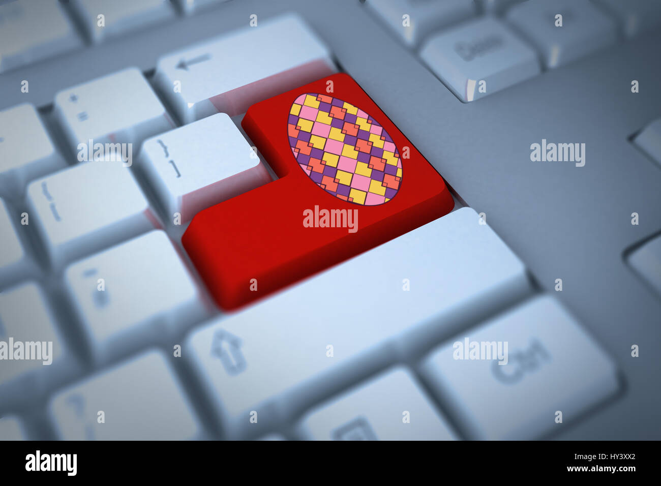 PE047_easter_01_bs_nf gegen rot enter-Taste auf der Tastatur Stockfoto